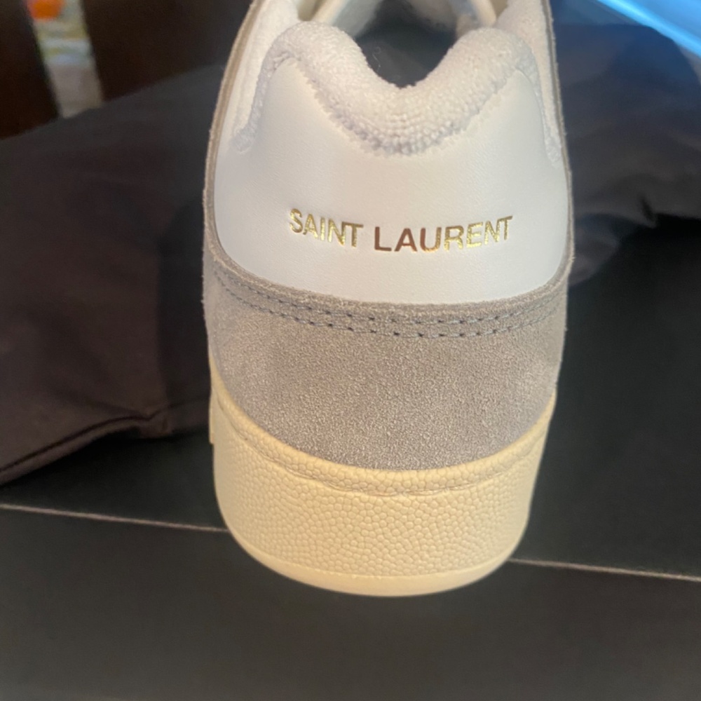 Saint Laurent Grey and White Suede Leather Sneakers - Picture 3 of 7